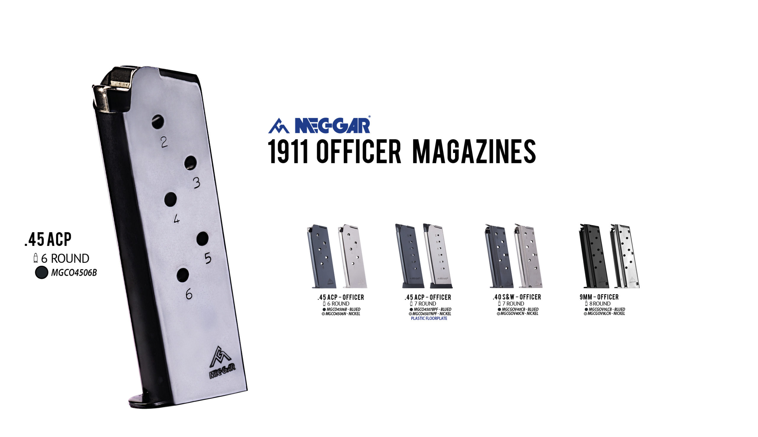 Mec-gar Pistol Magazines for 1911 Officer Firearms. Magazines Made in Italy